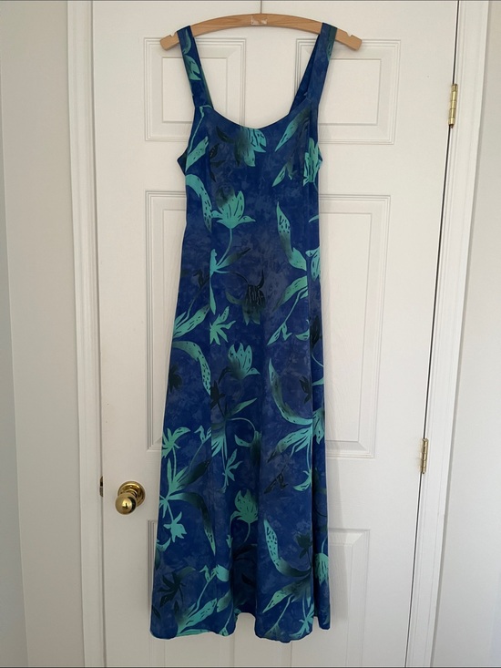 Alma Dresses & Skirts - Alma Blue Green Tropical Pattern Strappy Floral Maxi Dress, Size Medium